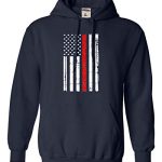 Immense Navy Blue Mens Skinny Red Line Firefighter Firemen Enhance Sweatshirt Hoodie