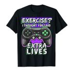 Extra Lives Droll Video Recreation Controller Retro Gamer Boys T-Shirt