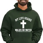 XX-Expansive Forest Green Mens Jesus Walks On Water Christian Easter Reward Idea Sweatshirt Hoodie