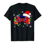 Video Game Controller Christmas Santa Hat Gamer Boys T-Shirt