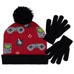 Minus 5° by Polar Wear Boys Wintry weather Game Invent Knitted Beanie Hat and Glove Effect (2 Piece Effect), sad/purple