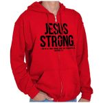 Jesus Pick up Philippians 4:13 Bible Zip Up Hoodie Mens Womens Red