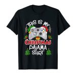 Here is My Christmas Pajama Santa Hat Gamer Video Sport Games T-Shirt