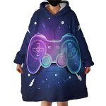 Sleepwish Gamer Wearable Blanket Trippy Sweatshirt for Boys, Red Blue, Gaming Outsized Blanket Hoodie with Sherpa for Kids, Childhood, Boys, Girls (Kids 54″ x 28″)