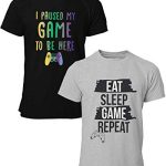 BROOKLYN VERTICAL 2-Pack Video Gamer Gaming Instant Sleeve Crew Neck T-Shirt with Chest Print | Mushy Cotton Graphic Tees Sizes S-XL (Combo A, S)