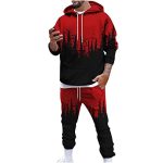 Men’s Tracksuits with Hoodie 2 Portion Sweatsuit Outfits Sports Informal Jogger Prolonged Sleeve Hoodies and Sweatpant Assign Crimson