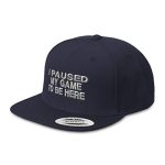 Snapback Hats for Males & Females I Paused My Game to Be Here Embroidery Acrylic Flat Invoice Baseball Cap Navy