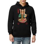 lumdock Males’s Anime Hoodies Cat Japanese Printed Pullover Casual Drawstring Fleece Hooded Sweatshirt with Kangaroo Pocket Reman X-Big