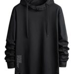 SOLY HUX Males’s Graphic Hoodies Letter Print Drawstring Long Sleeve Pullover Sweatshirt Shaded XXL