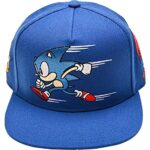 Belief One Sonic The Hedgehog Baseball Cap, Embroidered Logo Baseball Hat with Flat Brim, Adjustable, Allover Royal, One Size