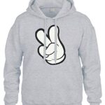 Frosty tantalizing movie Glove Peace Signal Sweatshirt Hoodie Hoody (Light Gray, X-Elephantine)