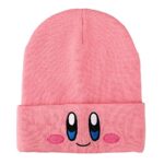Kirby Smiling Face Red Cuffed Undeniable Cranium Acrylic Knitted Embroidered Logo Beanie Hat