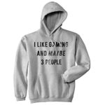 I Indulge in Gaming And Maybe 3 Of us Hoodie Comic Nerdy Video Game Sweatshirt (Heather Grey) – M