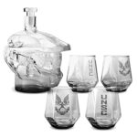 Halo Limitless Grasp Chief Helmet 6-Share Whiskey Decanter Station with Glasses