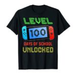Stage 100 Day Of College Unlocked Gaming Smarter Gamer Formative years T-Shirt