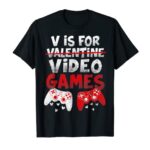 Comic Gamer Valentines Day Boys Shirts V-is for Video Video games T-Shirt