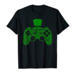 Boys Video Gamer Game Shamrock St Patricks Day Irish Males Kid T-Shirt