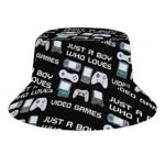 Factual A Boy Who Loves Video Games Bucket Hat, Summer season Fisherman Cap for Girls folk Males, Unisex Packable Seaside Solar Hat for Ride Ride…