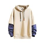 GURUNVANI Fashion Hoodies Males’s Color Block Pullover O-Neck Hooded Sweatshirt Patchwork X-Orderly