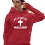 Lunge All Out 3X-Neat Red Mens Jesus Walks On Water Christian Easter Gift Conception Sweatshirt Hoodie