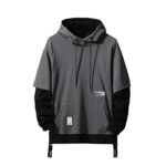 GURUNVANI Contrast Coloration Pullover Hoodie Mens Patchwork Hoodies Males