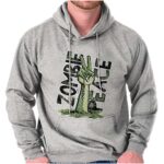 Hippie Zombie Peace Mark Ironic Hoodie Hooded Sweatshirt Males Sport Gray