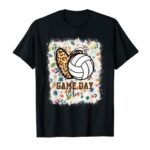 Floral Bleached Volleyball Sport Day Vibes Volleyball Mother T-Shirt