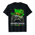 Video Sport Leprechaun St Patricks Day Gamer Teenagers Boys Gaming T-Shirt