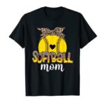 Leopard Baseball Softball Mom Existence Game Day Mama Moms Day T-Shirt
