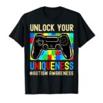 Autism Awareness Boys Girls Video Game Controller Gamer Kids T-Shirt
