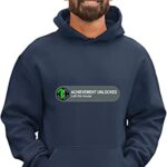 Plod All Out Medium Navy Blue Mens Success Unlocked Left The Residence Humorous Avid gamers Sweatshirt Hoodie