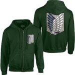 Ripple Junction Assault on Titan Grownup Zip Hoodie Test Corps Anime Sweatshirt for Males and Ladies folk Dusky Inexperienced Microscopic