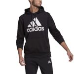 adidas Men’s Essentials Ample Imprint Hoodie, Black/White, Medium