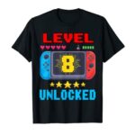 eighth Birthday Boy Level 8 Unlocked Video Gamer Birthday T-Shirt