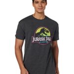 Jurassic Park Logo Males’s T-Shirt, Charcoal Heather, Dapper