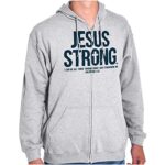 Jesus Accurate Philippians 4:13 Bible Zip Up Hoodie Mens Womens Ash Grey