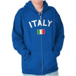 Brisco Manufacturers Italy Country Flag Soccer Fan Italian Zip Up Hoodie Mens Womens Royal