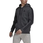 adidas Men’s Requirements Fleece 3-Stripes Plump-Zip Hoodie, Darkish Gray Heather, Medium