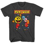 Pac-Man Legitimate Pacman Video Game Shirt – Namco Atari Legitimate T-Shirt (Minute) Charcoal Heather