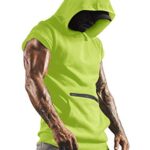 Mens Athletic Tank Tops with Hood Sleeveless Fitness Hoodies Fitness center Hoodie Yellow L