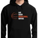 Tstars Basketball Hoodie Eat Sleep Repeat Sweatshirt Gifts for Player Fan Mens Hoodie Mountainous Shaded