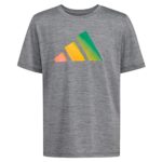 adidas Boys’ Gargantuan Moisture-Wicking Athletic T-Shirt BoS Ghost Logo Instant Sleeve, Charcoal Grey Heather, XL(18/20)