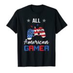4th Of July boys young folks men All American Gamer Flag Gamerica T-Shirt