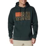 Columbia Men’s PHG Sport Flag II Hoodie, Darkish Wooded field/Sahara Waterfowl Flag, Medium