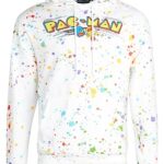 Pac-Man Men’s Sweatshirt – Vintage Retro Arcade Video Game Hoodie Sweatshirt – Mens Novelty Fleece Pullover Sweatshirt (S-XL), Size X-Large, Pac-man Splatter