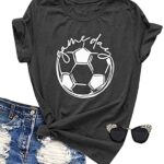 Game Day Soccer Shirt Women Short Sleeve Football Mom Shirts Ball Sports Lover Gift Tops Grey