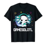 Axolotl Shirt Gamesolotl Axolotl Video Gamer Kids Boys Funny T-Shirt