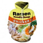 Keasmto 3D Ramen Chicken Noodle Soup Hoodies Sweatshirts for Men Women Cotton Cute 3X-Large