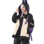 BIUTEY Game Genshincosplay Zip Hoodie Jacket Coat Tighnari Hoodie Men Anime 3D Printed Zipper Hoodies Coat（XL,Tighnari hoodie）