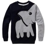 CM-Kid Little Boys’ Elephant Long Sleeve T-shirt Cartoon Head Sweatshirt, Black, 5T